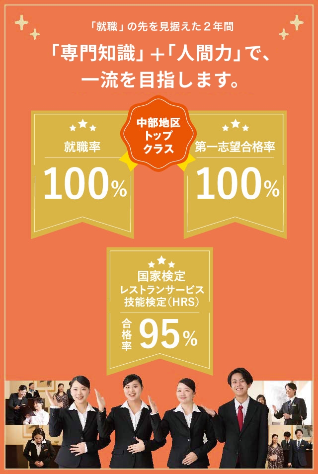 中部地区トップクラス!「専門知識」+「人間力」で、高い就職実績を実現!