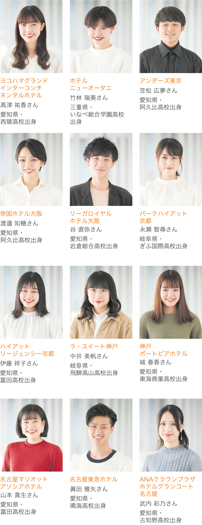 卒業生就職先紹介 年 名古屋外語 ホテル ブライダル専門学校