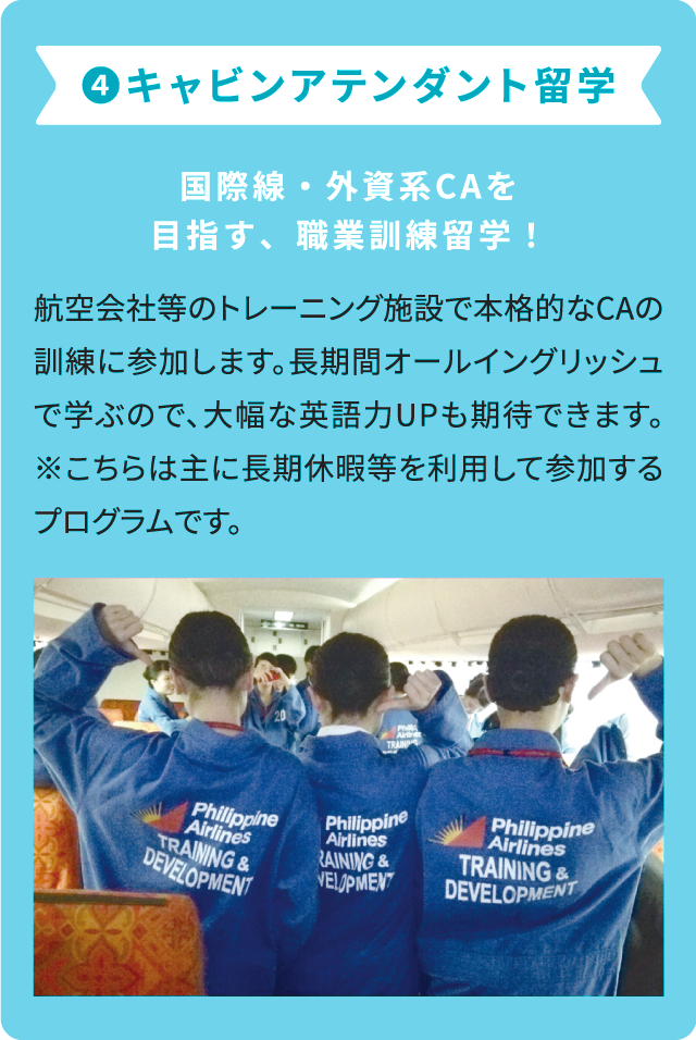 キャビンアテンダント留学